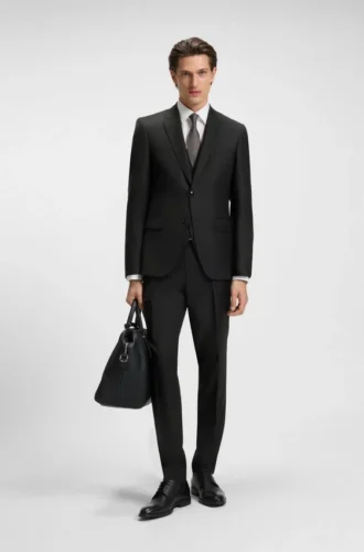 Zweiteiliger Slim-Fit-Anzug aus gemusterter Schurwolle
