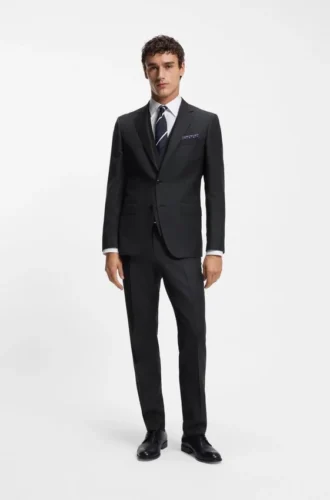 Zweiteiliger Slim-Fit-Anzug aus gemusterter Schurwolle