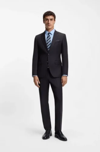 Zweiteiliger Slim-Fit-Anzug aus gemusterter Schurwolle