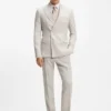 Zweiteiliger Slim-Fit-Anzug aus gestreiftem Leinen und Wolle