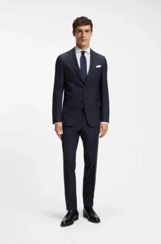 Zweiteiliger Slim-Fit-Anzug aus karierter Schurwolle