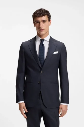 Zweiteiliger Slim-Fit-Anzug aus karierter Schurwolle
