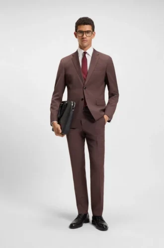 Zweiteiliger Slim-Fit-Anzug aus Schurwolle mit feinem Muster