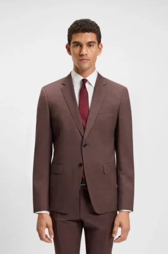 Zweiteiliger Slim-Fit-Anzug aus Schurwolle mit feinem Muster