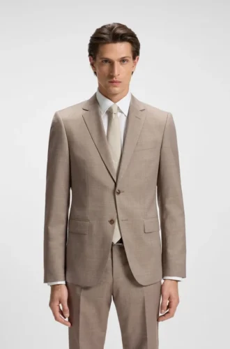 Zweiteiliger Slim-Fit-Anzug aus Schurwolle mit feinem Muster