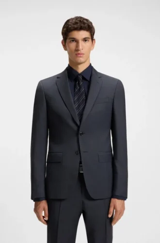Zweiteiliger Slim-Fit-Anzug aus Schurwolle mit feinem Muster