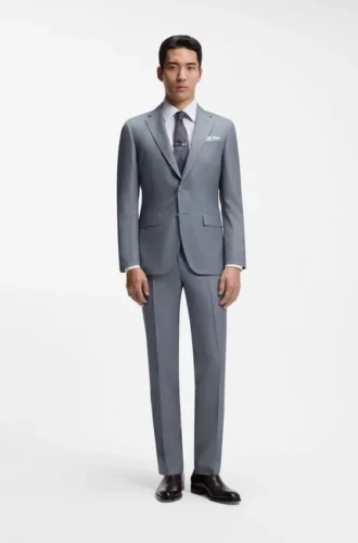 Zweiteiliger Slim-Fit-Anzug aus Schurwolle und Seide