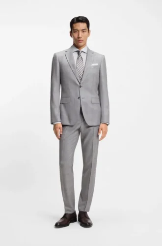 Zweiteiliger Slim-Fit-Anzug aus Schurwolle und Seide
