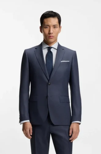 Zweiteiliger Slim-Fit-Anzug aus Schurwolle und Seide