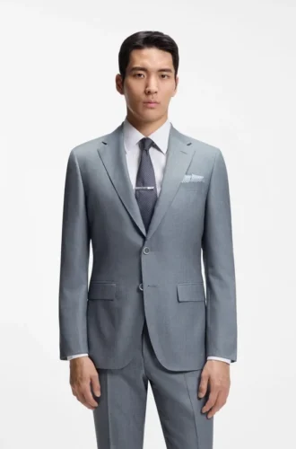 Zweiteiliger Slim-Fit-Anzug aus Schurwolle und Seide