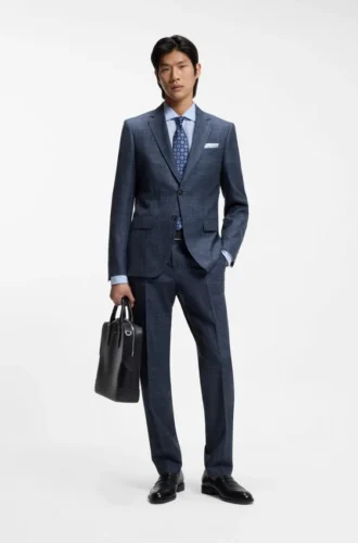 Zweiteiliger Slim-Fit-Anzug aus Wolle, Seide und Leinen