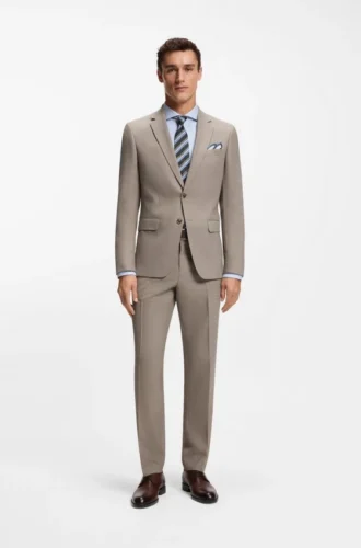 Zweiteiliger Slim-Fit-Anzug mit feinem Muster aus Stretch-Bekleidung