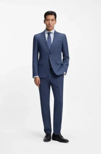 Zweiteiliger Slim-Fit-Anzug mit feinem Muster aus Stretch-Bekleidung