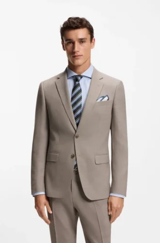 Zweiteiliger Slim-Fit-Anzug mit feinem Muster aus Stretch-Bekleidung