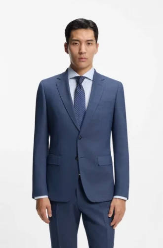 Zweiteiliger Slim-Fit-Anzug mit feinem Muster aus Stretch-Bekleidung